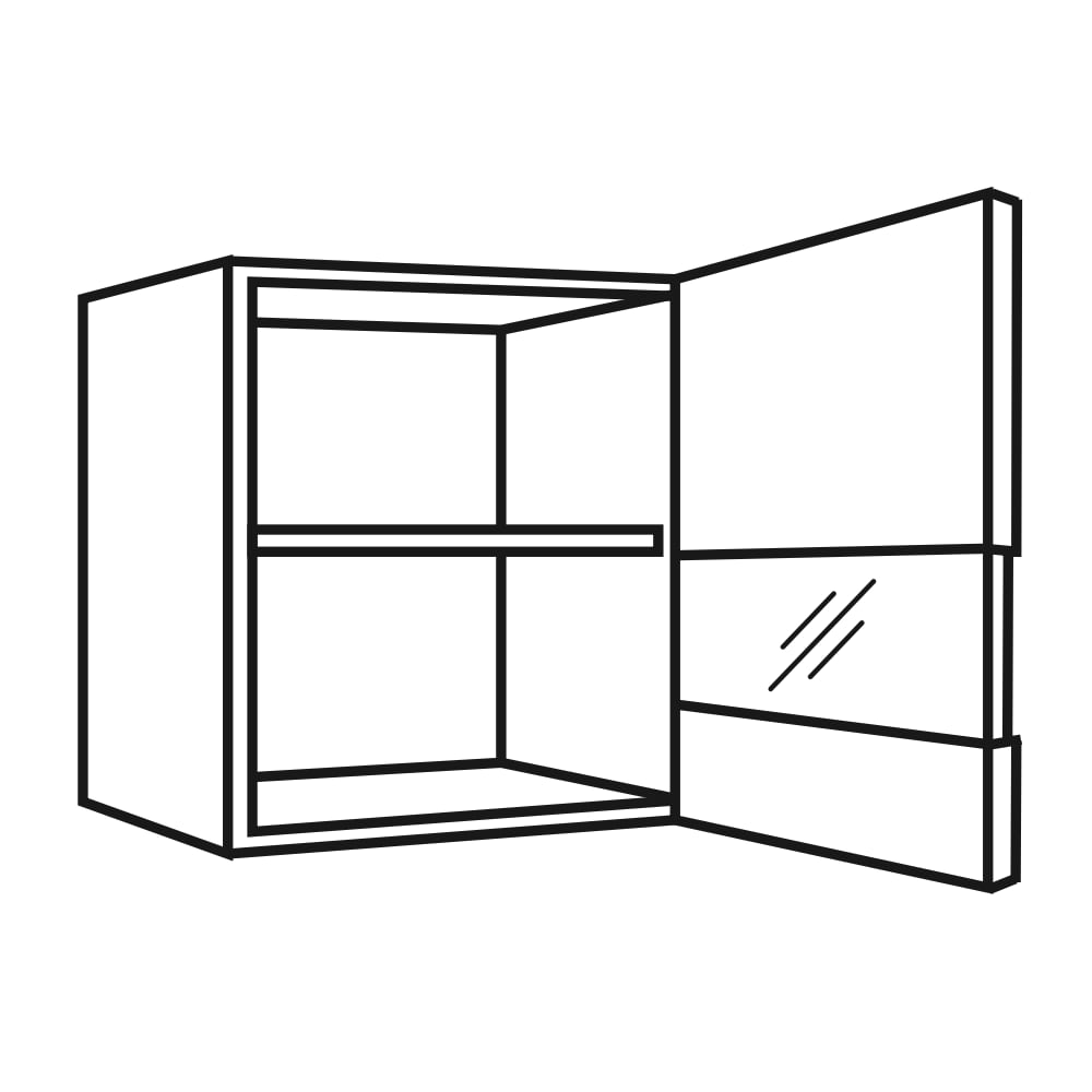 OPTIklar  - Oberschrank mit 1 Segment- Glastür  - Breite 50cm - OGH556-0 - Push-to-open