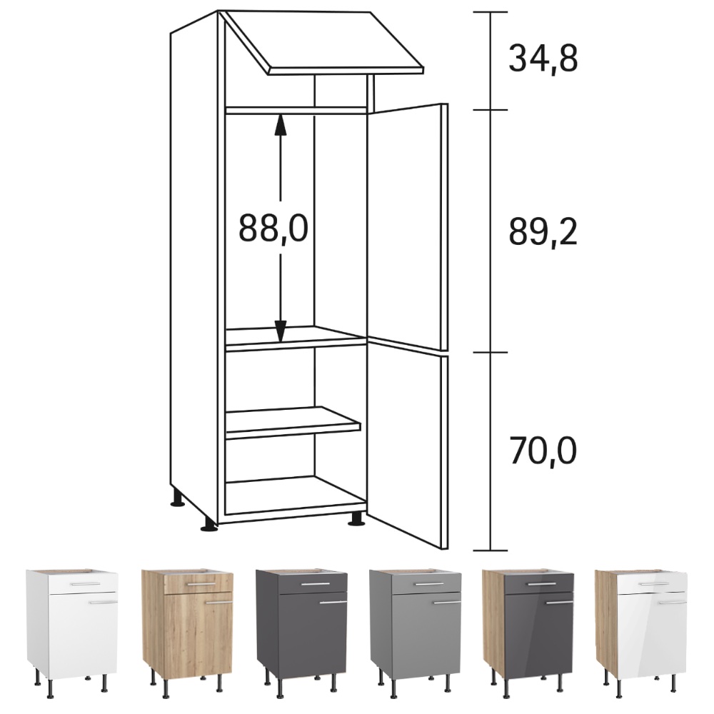 OPTIkomfort  - Hochschrank für intgrierbaren Kühlschrank 160 l - Höhe 211.8 cm - H661-8
