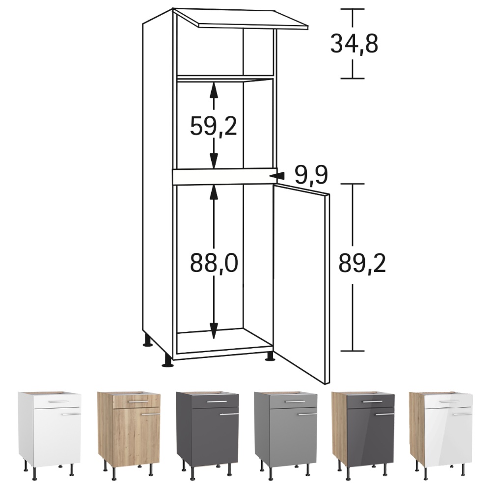 OPTIkomfort  - Hochschrank für für Backofen und intgrierbaren Kühlschrank 160 l - Höhe 211.8 cm - HOMK660-8