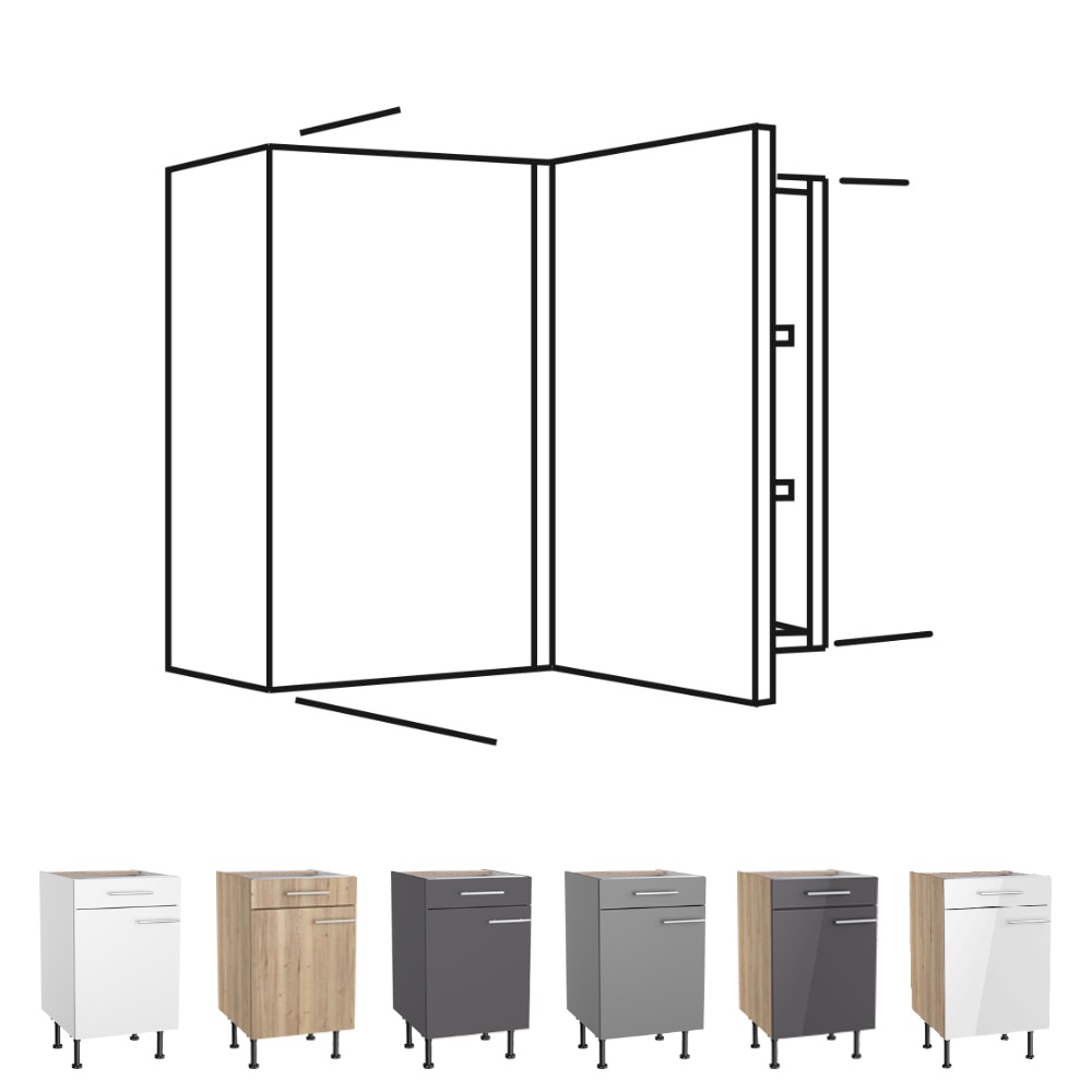 OPTIkomfort  - Eckoberschrank mit Paßstück in Frontdekor - Breite 80cm - OEM856-8 | OEM856-8P