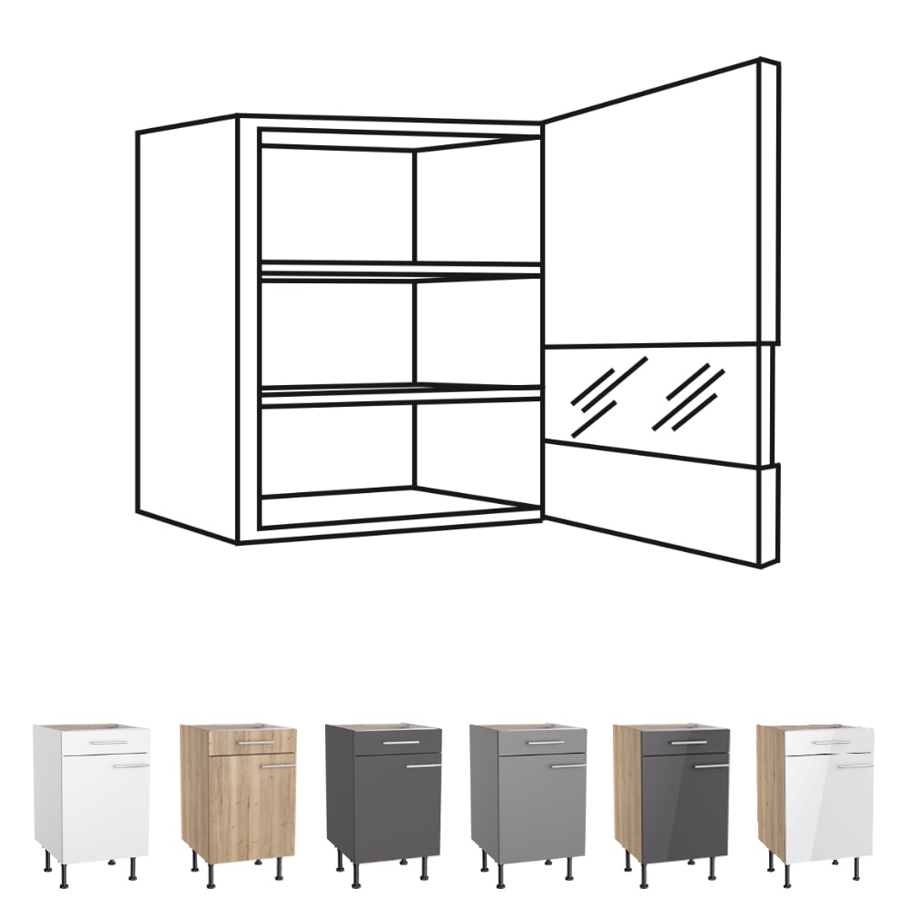 OPTIkomfort  - Oberschrank mit Segment-Glastür - Breite 50cm - OGMH556-8 | OGMH556-8P