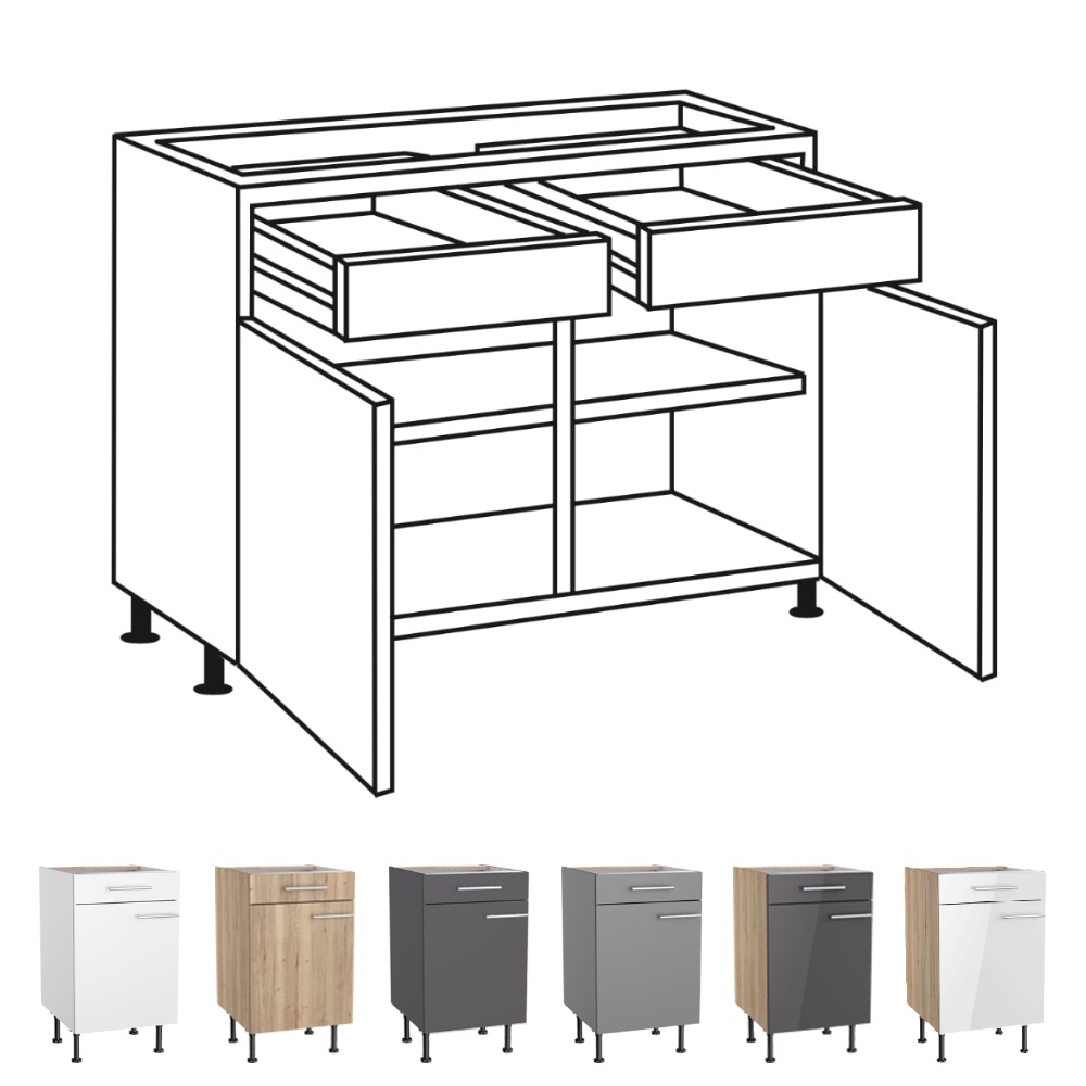 OPTIkomfort  - Unterschrank mit 2 Schubkästen - Breite 100cm - U106-8E