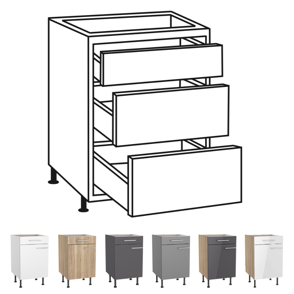 OPTIkomfort  - Unterschrank mit Schubkasten und Auszüge - Breiten 50|60|90cm - U536-8E | U636-8E | U936-8E
