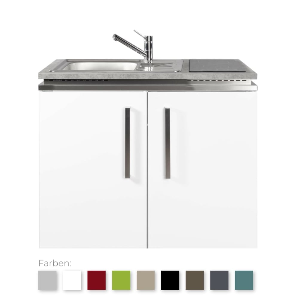 Stengel Steel Concept - Miniküche Designline MD 100 - mit Arbeitsplatte und Kühlschrank