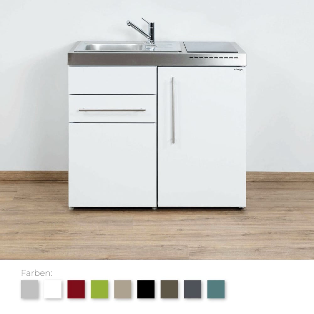 Stengel Steel Concept - Miniküche Premiumline MP 100 S - mit Kühlschrank und Schublade