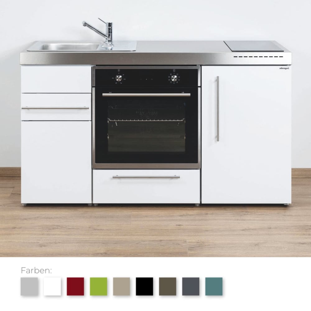 Stengel Steel Concept - Miniküche Premiumline MPB 150 - mit Kühlschrank, Schubladen und Backofen