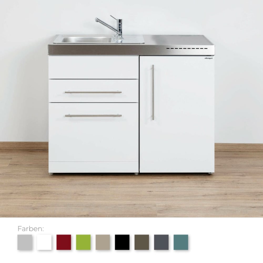 Stengel Steel Concept - Miniküche Premiumline MPGS 110 - mit Kühlschrank, Schublade und Geschirrspüler