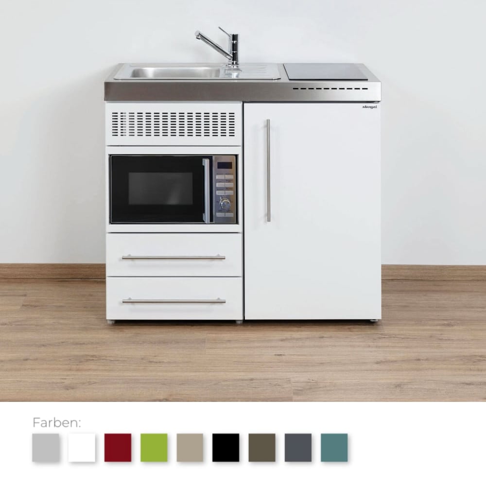 Stengel Steel Concept - Miniküche Premiumline MPM 100 - mit Kühlschrank, Schubladen und Mikrowelle