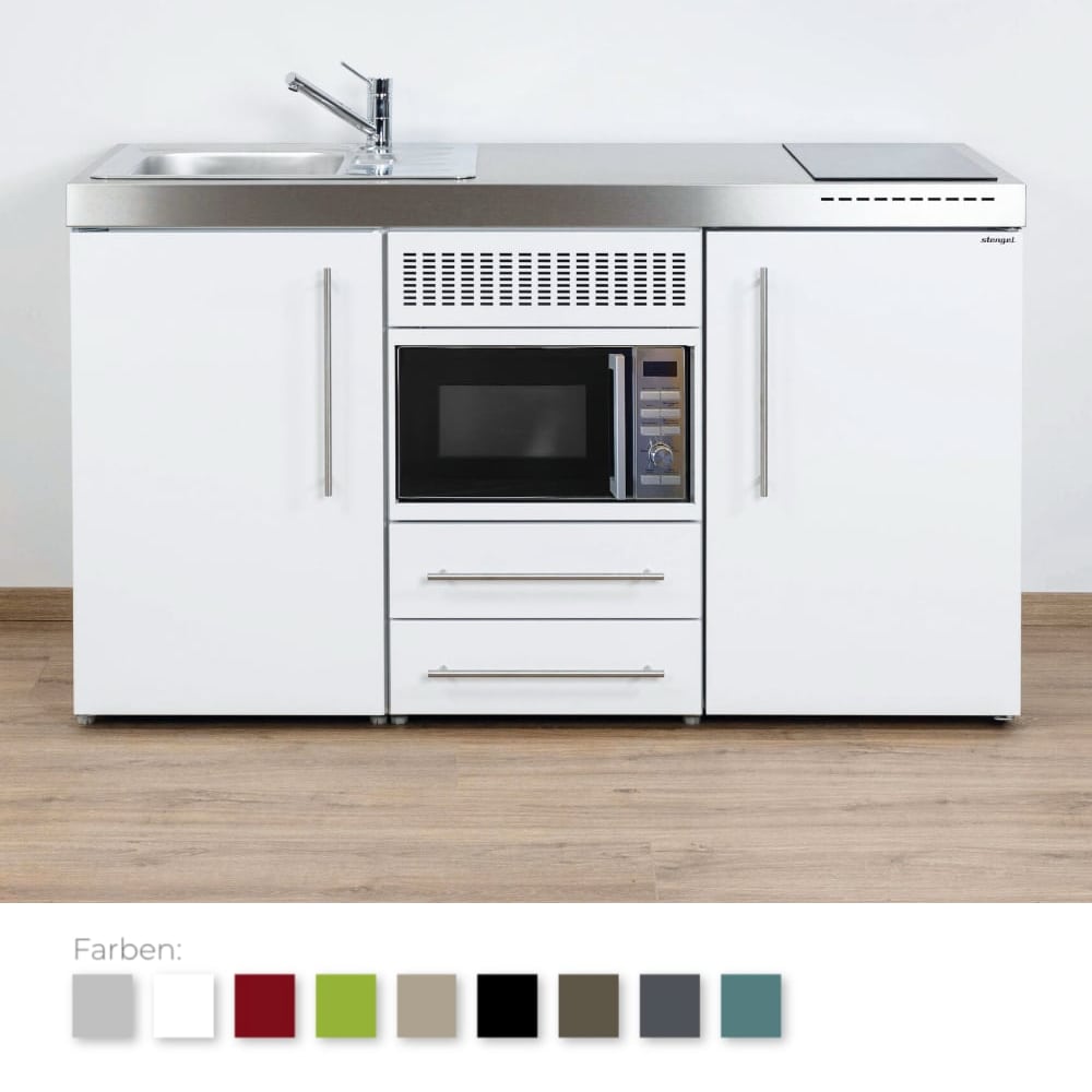 Stengel Steel Concept - Miniküche Premiumline MPM 150 - mit Kühlschrank, Schubladen und Mikrowelle