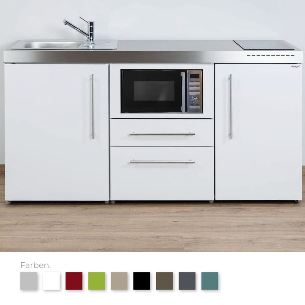 Stengel Steel Concept - Miniküche Premiumline MPM 170 - mit Kühlschrank, Schubladen und Mikrowelle