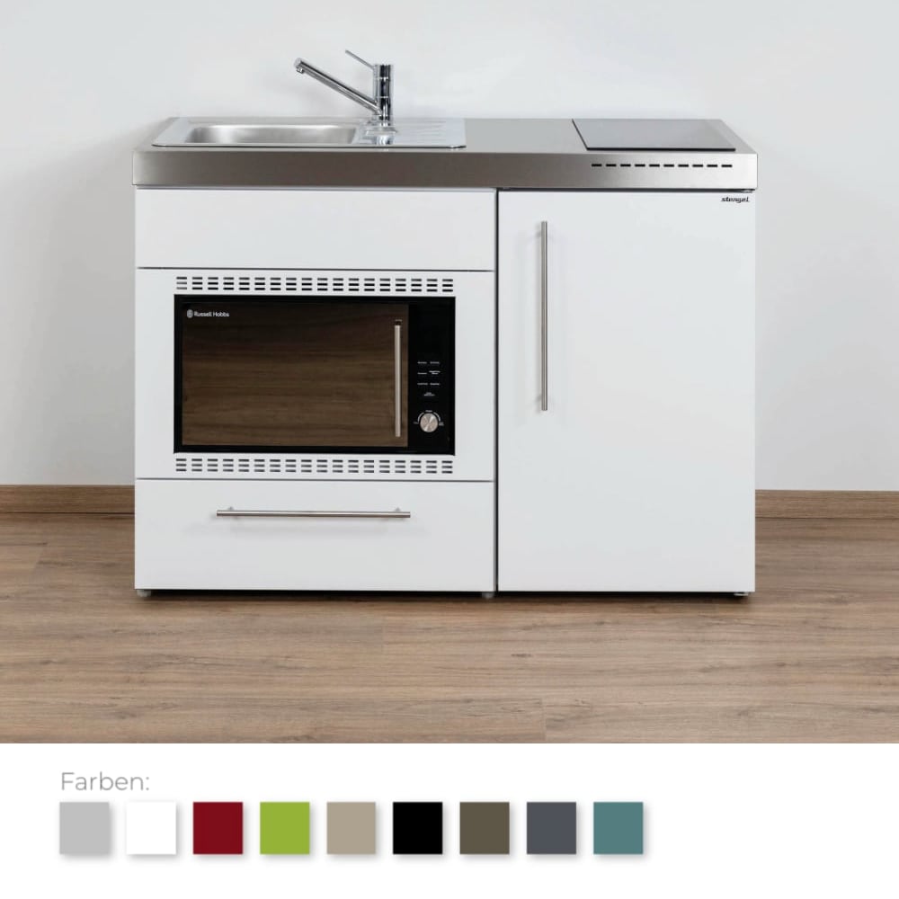 Stengel Steel Concept - Miniküche Premiumline MPMOS 120 - mit Kühlschrank, Schublade und Mikrowellen-Ofen