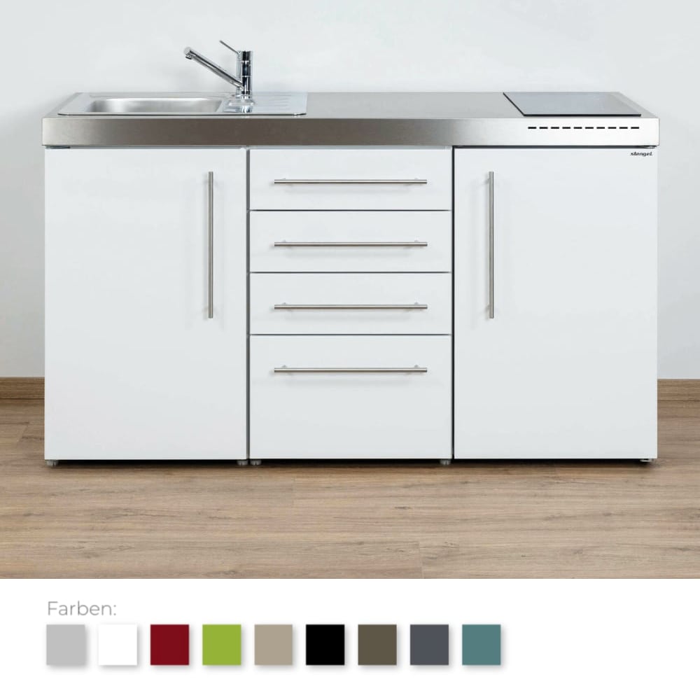 Stengel Steel Concept - Miniküche Premiumline MPS4 150 - mit Kühlschrank und 4x Schublade