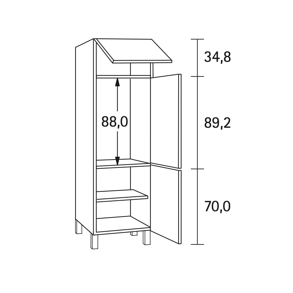 OPTIkomfort  Modular - Hochschrank für integrierbaren Kühlschrank 160 ℓ - KS60-5