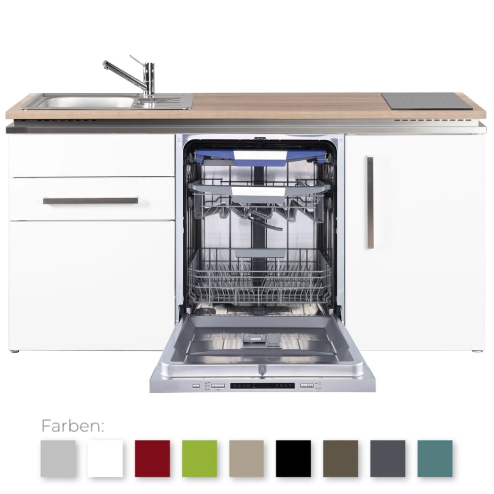Stengel Steel Concept - Miniküche Designline MDGG170 - mit Arbeitsplatte, Schublade, Kühlschrank und Geschirrspüler (1817015076100)
