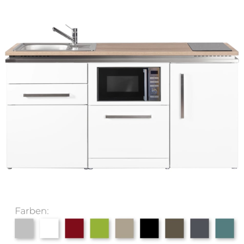 Stengel Steel Concept - Miniküche Designline MDGSM170 - mit Arbeitsplatte, Schublade, Kühlschrank, Mikrowelle und Geschirrspüler (1817078176100)