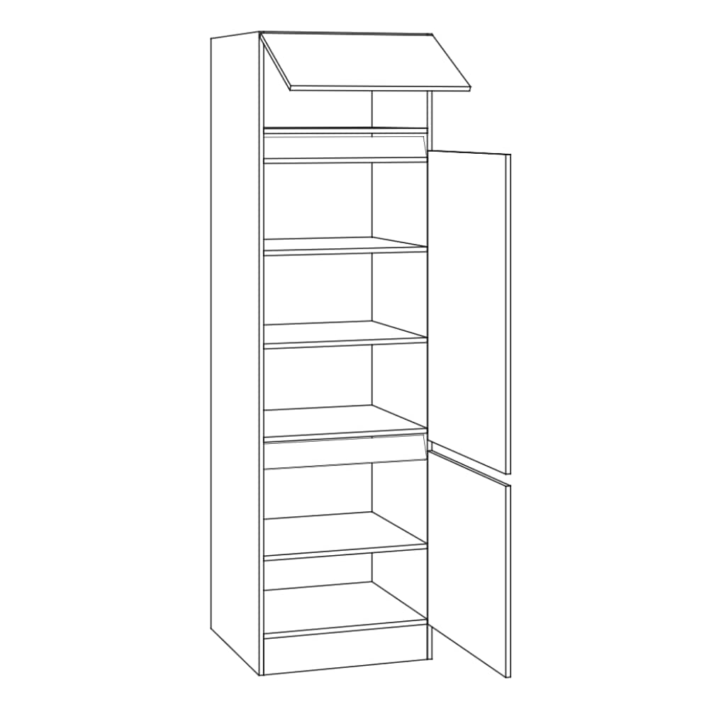 OPTIklar  - Hochschrank mit Klappe und 2 Türen - Breite 60cm – H606-0