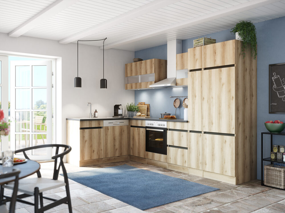 OPTIklar Kaya290  | Front: Wildeiche Nachbildung | Korpus: Wildeiche Nachbildung | Griff: Griffblende | PUSH-TO-OPEN