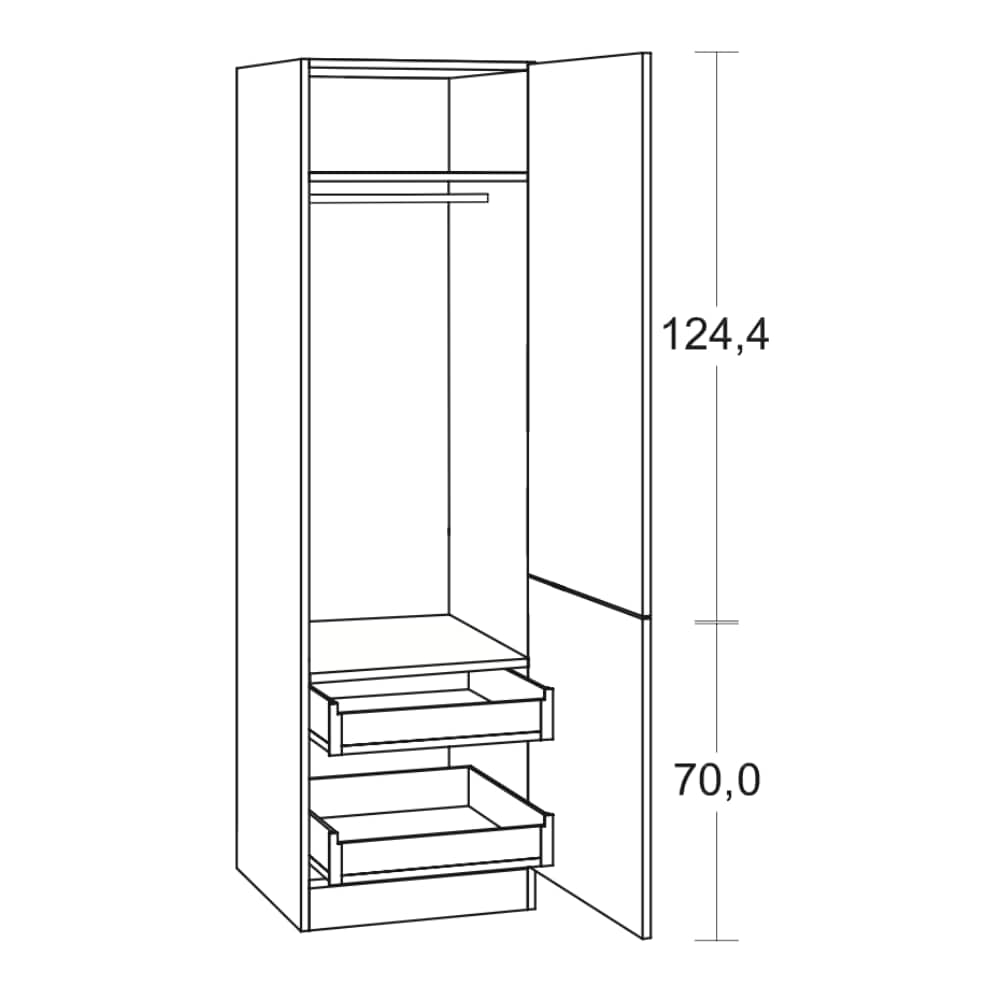 OPTImulti - Hochschrank - 210cm Höhe - Tiefe 57.1cm - Breite 60cm - HIK606-1