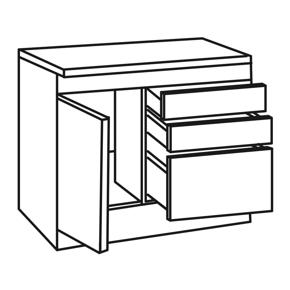 OPTImulti - Spülenunterschrank mit Arbeitsplatte ohne Spüle - Breite 100cm - Tiefe 60cm - SAPO136-1